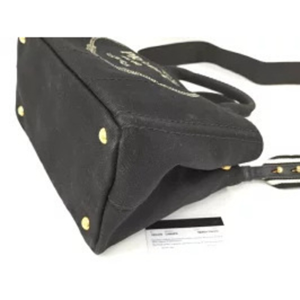 PRADA Canapa 2way Tote Hand Handbag Canvas Black - Picture 3 of 9